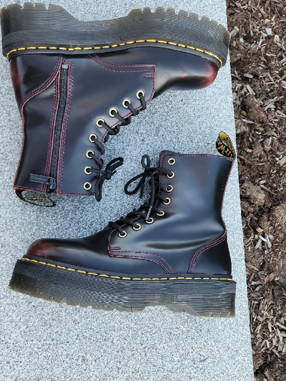 Dr. Martens Jadon Platform Combat Boots In Oxblood Size 9 - Picture 6 of 13